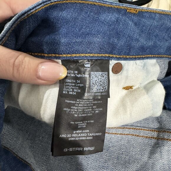 Mens G-Star RAW Arc 3D Relaxed Tapered Jeans 36x34 AS - Picture 3 of 7